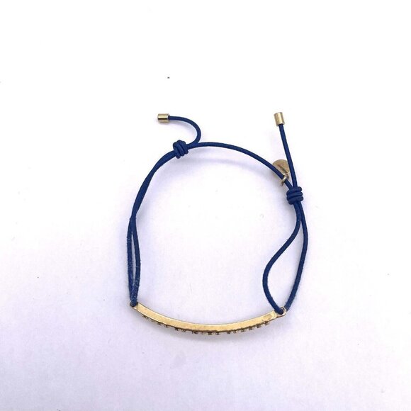 Marc by Marc Jacobs Stretch Blue Cord Gold Tone Bar Bracelet - Picture 4 of 4